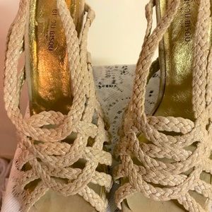 BISOU BISOU TAN AND SILVER SANDALS